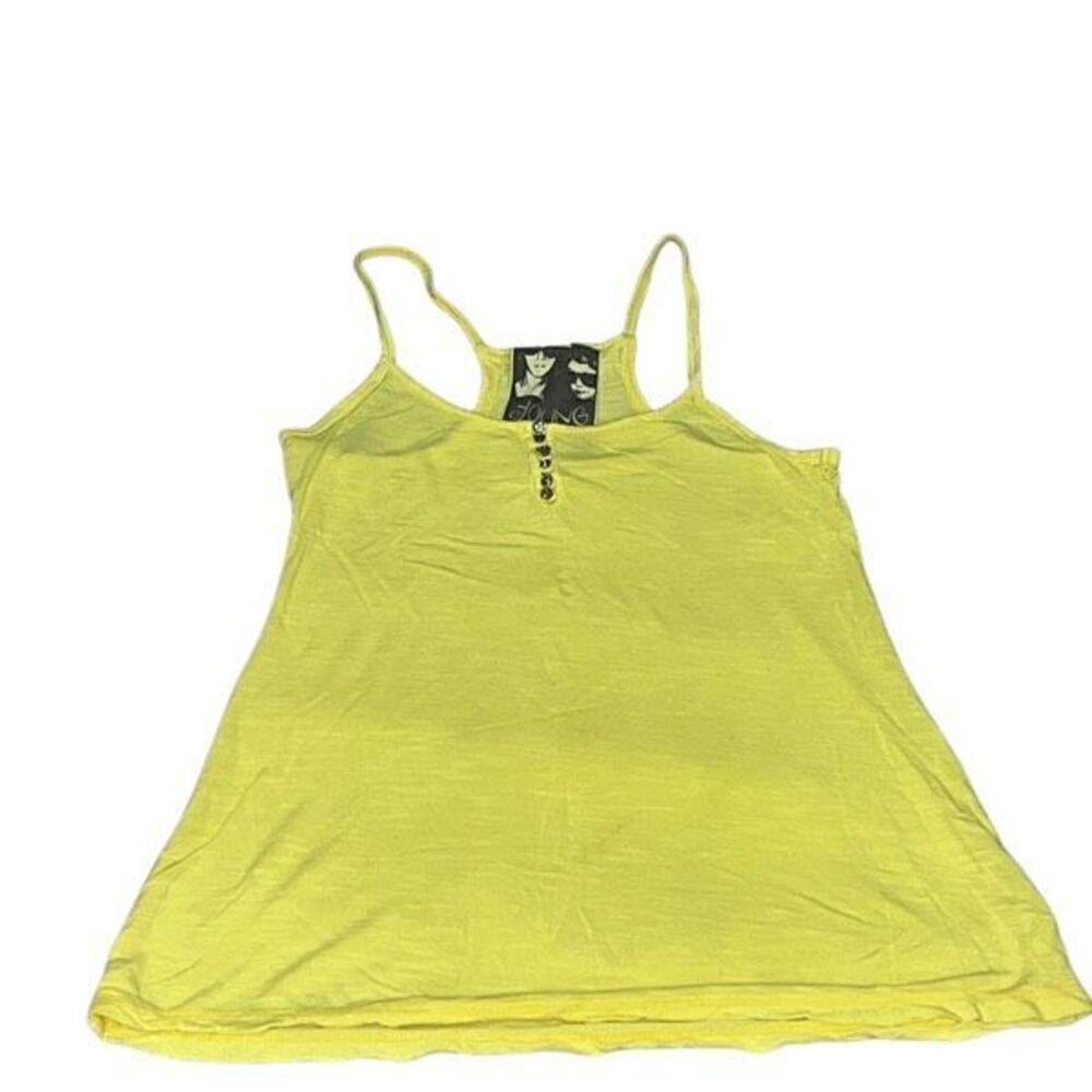 Young Fabulous & Broke YFB Yellow Strappy Tank with Rhinestones Size Small
